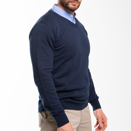 Sapphire Sweater with Blue Striped Collar