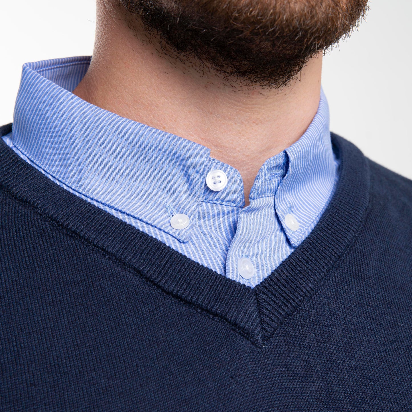 Sapphire Sweater with Blue Striped Collar